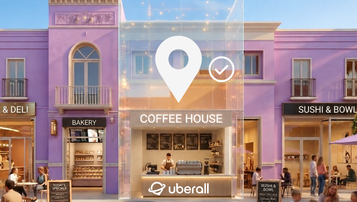 AI-generated highstreet with restaurants and coffee shops