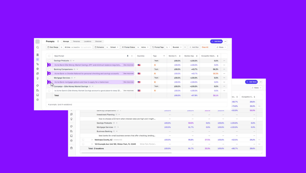 screenshot of GEO Studio with selecting prompts
