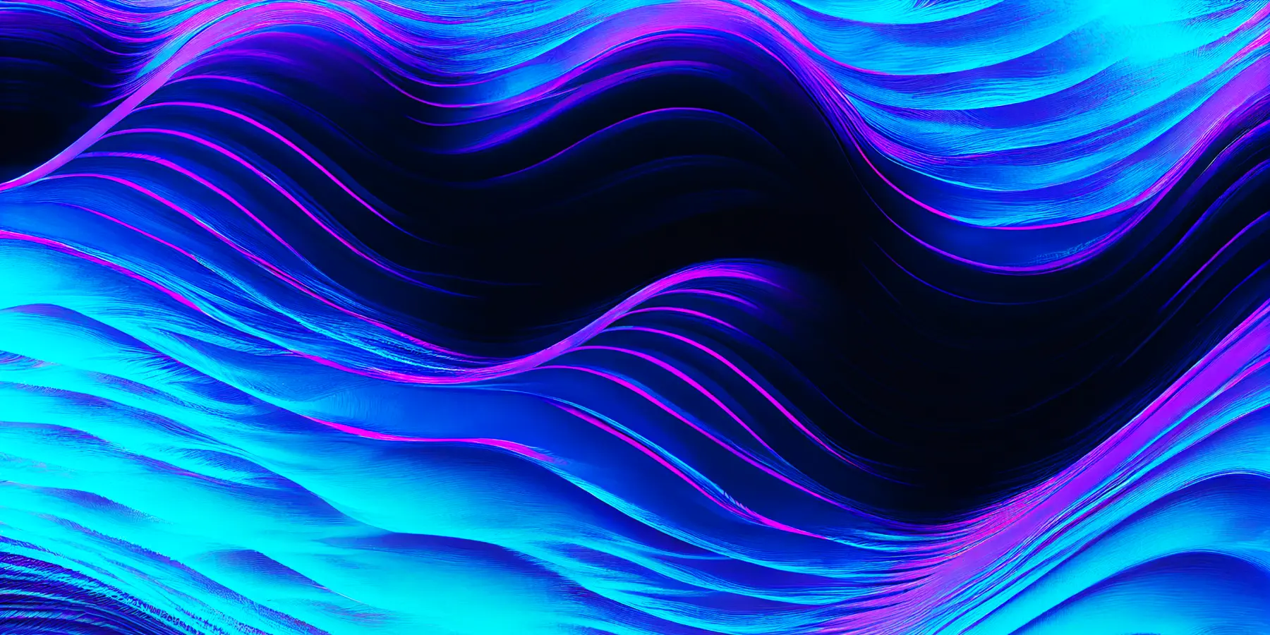 Abstract blue waves with pink highlights