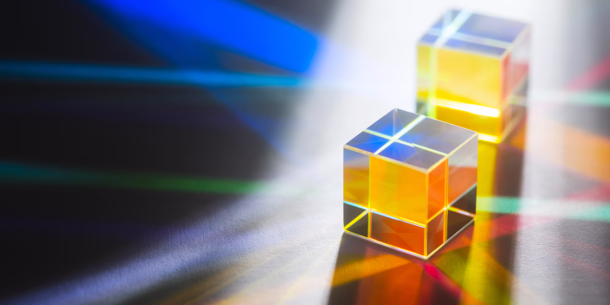 Light refracting through glass cubes.