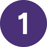 White number one inside a solid purple circle.