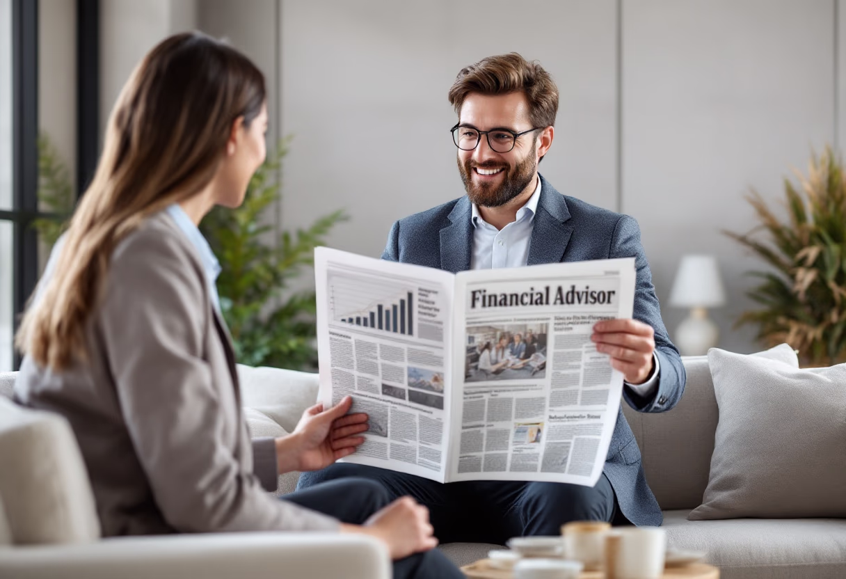 image of newspaper article for a financial advisor