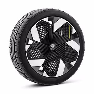 Ein freigestellter Reifen mit 21 Zoll Leichtmetallfelge “Vision Aero”.