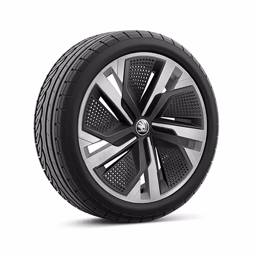 Ein freigestellter Reifen mit 18 Zoll Leichtmetallfelge “Ursa”.