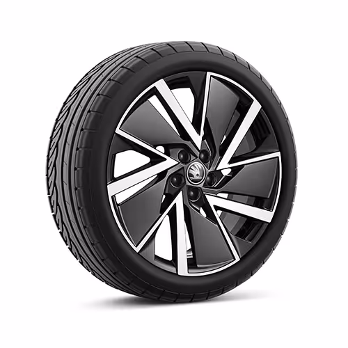 Ein freigestellter Reifen mit 18 Zoll Leichtmetallfelge “Vega”.