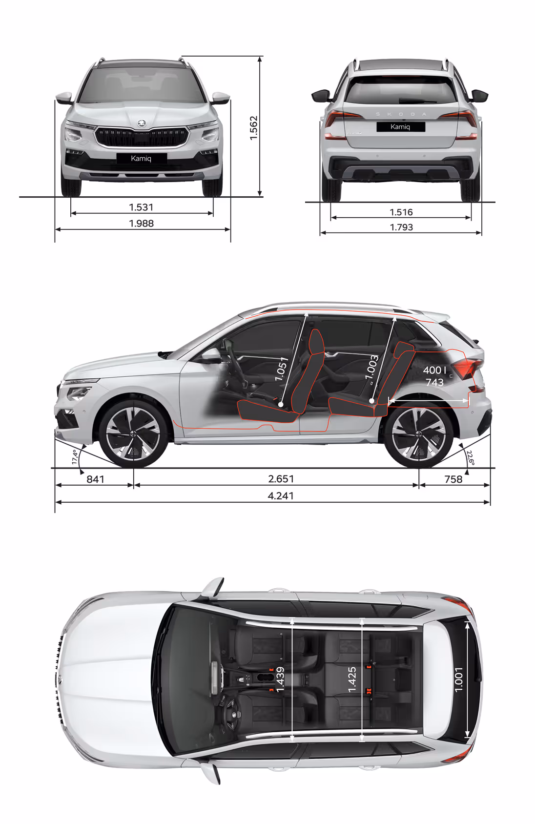 Detailaufnahme der Türverkleidung im Škoda Elroq. Die Ambientebeleuchtung leuchtet in einem kühlen Türkiston und hebt die Konturen hervor.