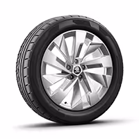 Ein freigestellter Reifen mit 19 Zoll Leichtmetallfelge “Rapeto Aero”.