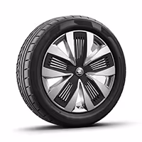 Ein freigestellter Reifen mit 19 Zoll Leichtmetallfelge “Talgar Aero”.