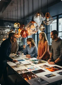 Launchist team discussing with a client in a meeting