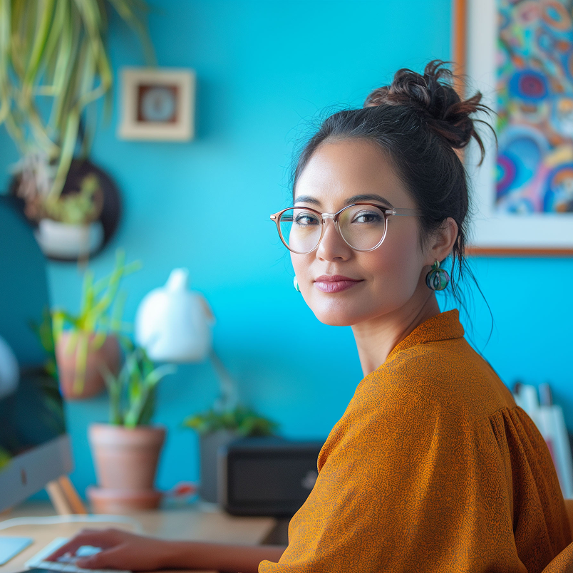 Launchist team member working at her desk