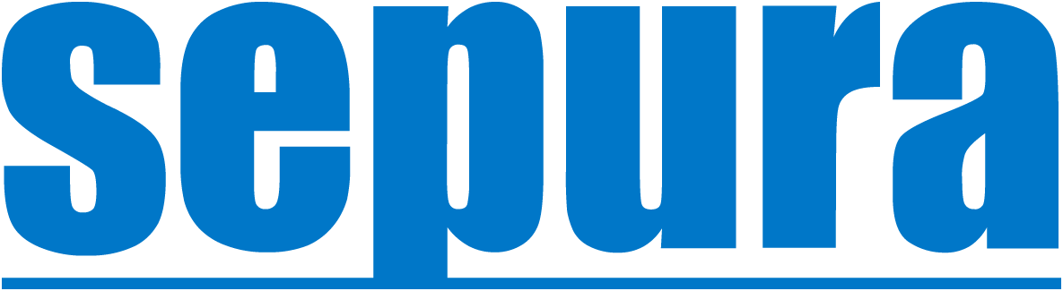 Sepura logo in blue lowercase letters with an underline.