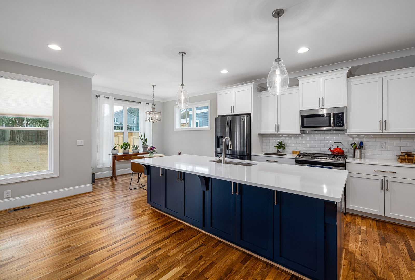 A modern white kitchen. 