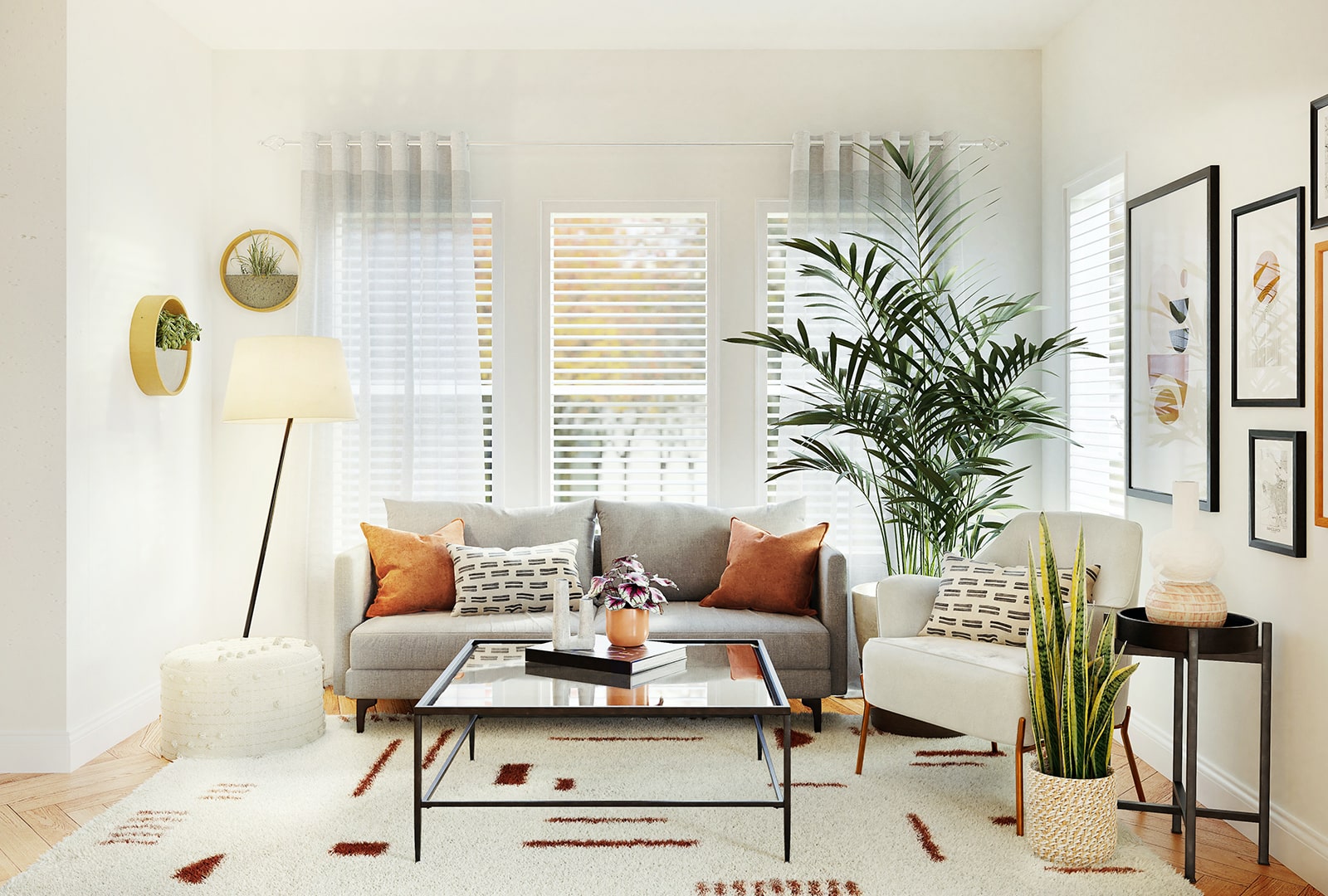 LIght Mood Living Room with ornamental plants