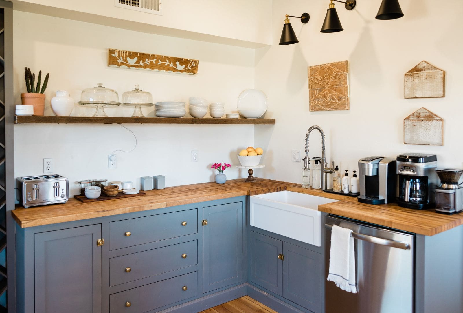 kitchen reclaimed timber, grey, wooden counter, kitchen cabinet, open shelves kitchen