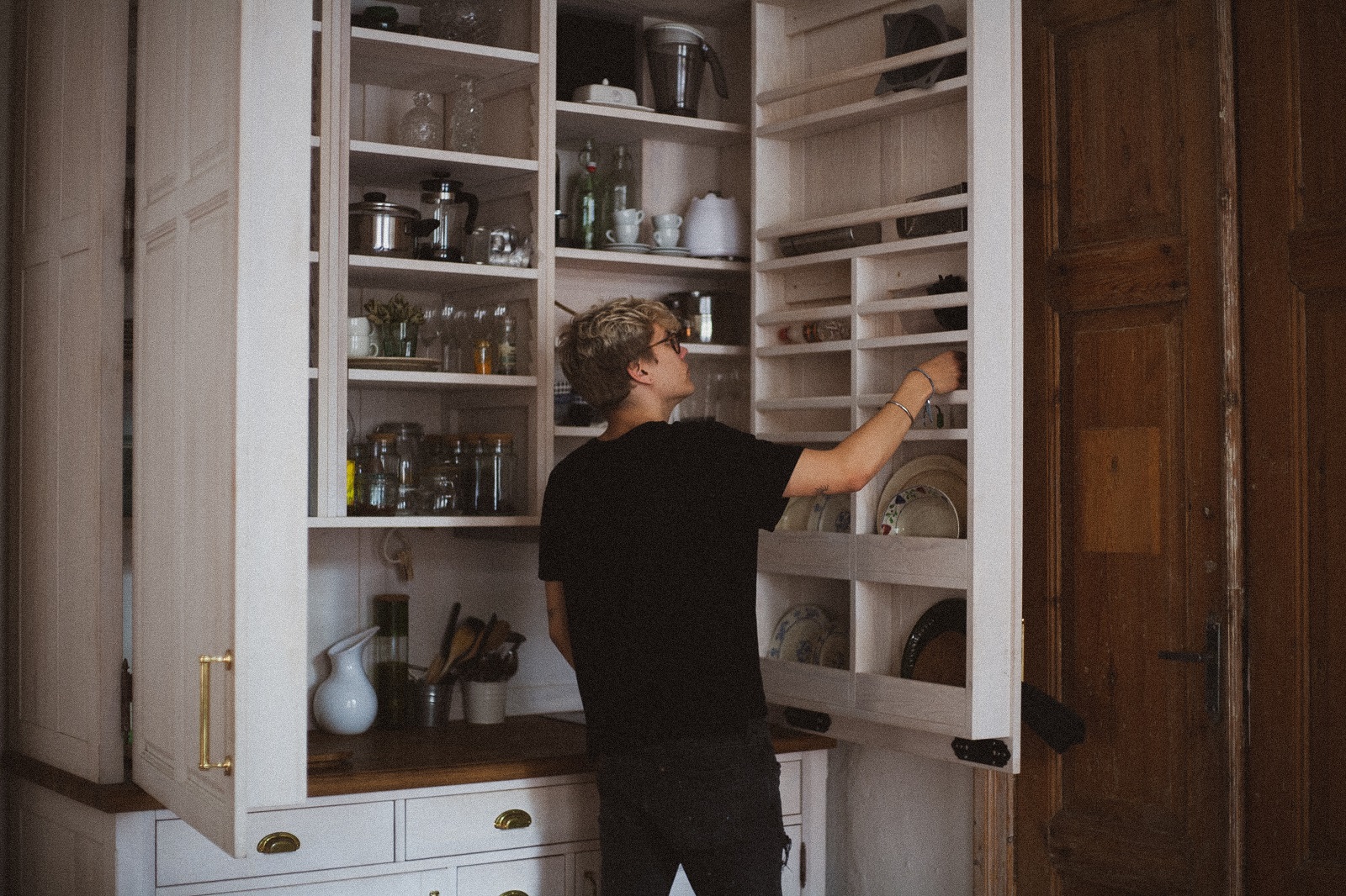 Pantry filled with storage jars and boxes