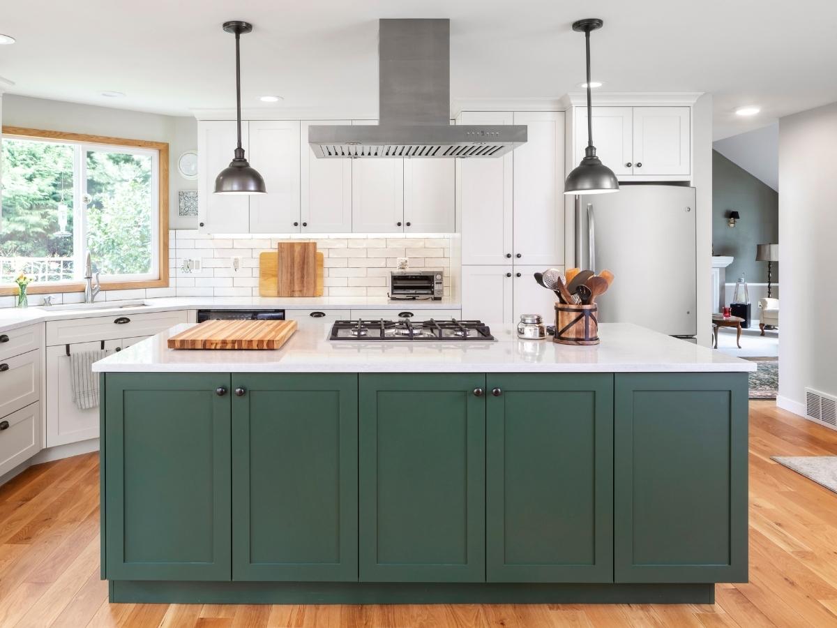 Seattle Transitional Kitchen with Green Cabinetry