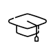 Black outline icon of a graduation cap with a tassel.