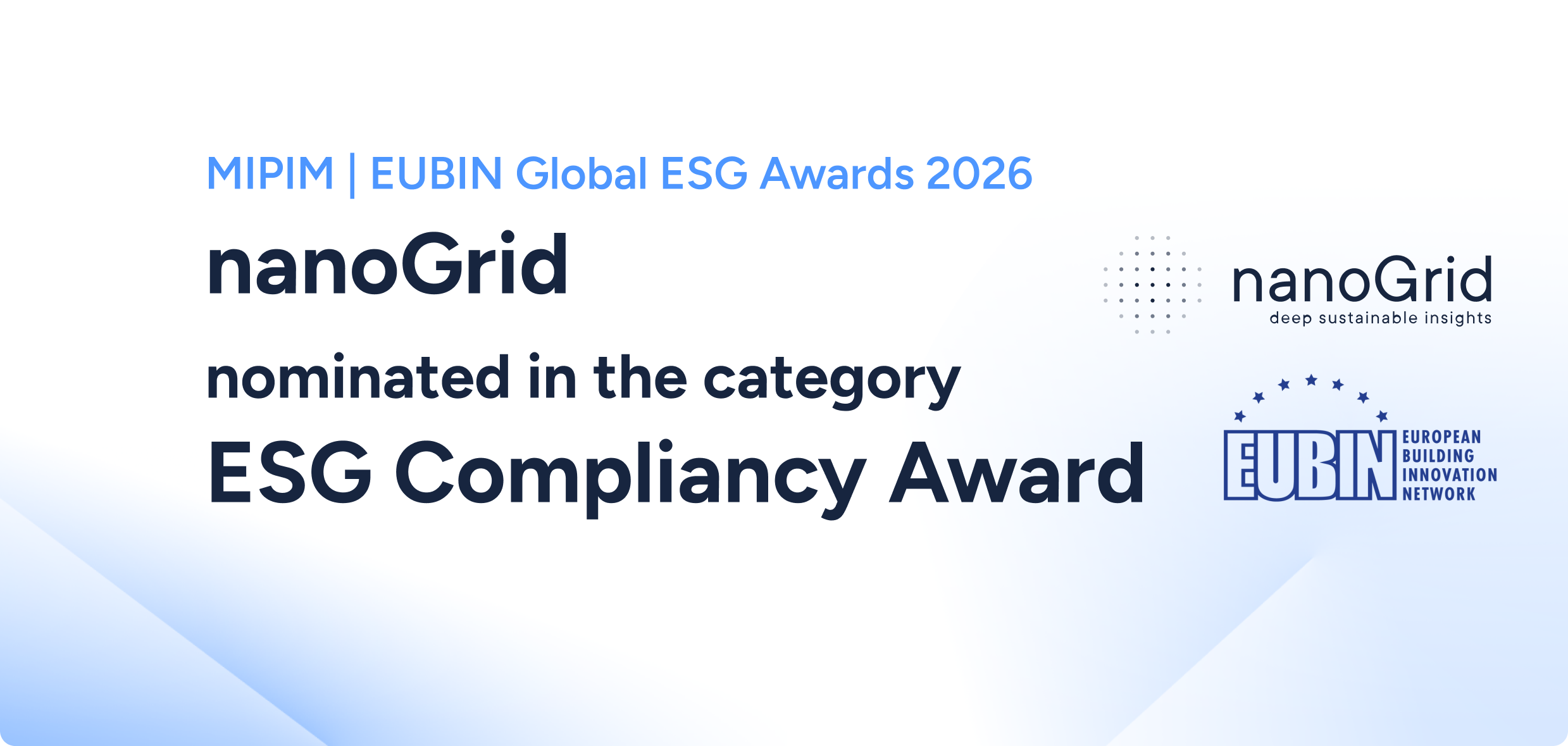 nanoGrid norminated for ESG compliancy award