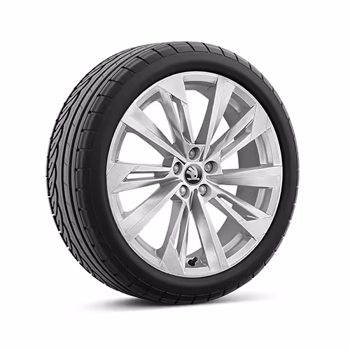 Ein freigestellter Reifen mit 18 Zoll Leichtmetallfelge “Fornax”.