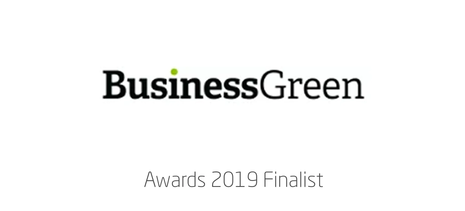 BusinessGreen logo with text 'Awards 2019 Finalist' below.