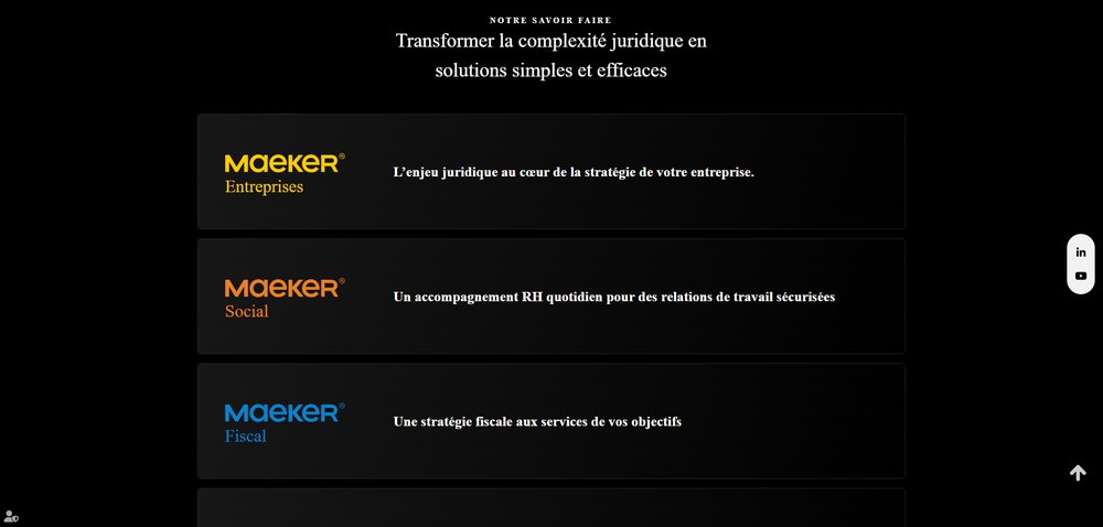 Capture d'écran du site du cabinet Maeker Avocats