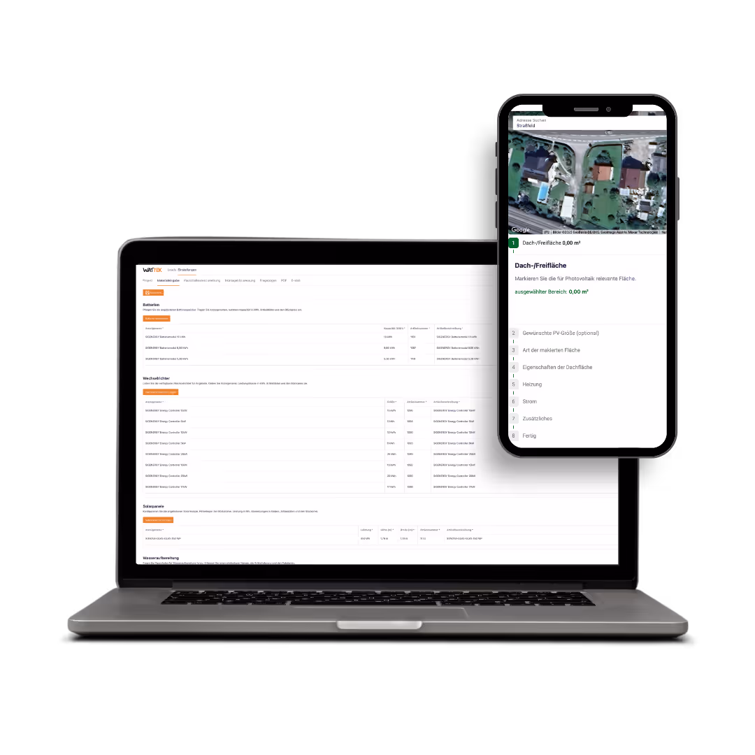 wattek client displayed on laptop and phone
