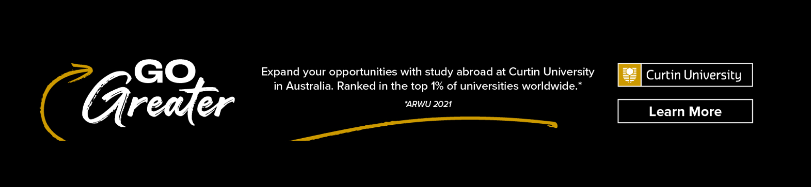 A footer image of Go Greater poster in Curtin University.