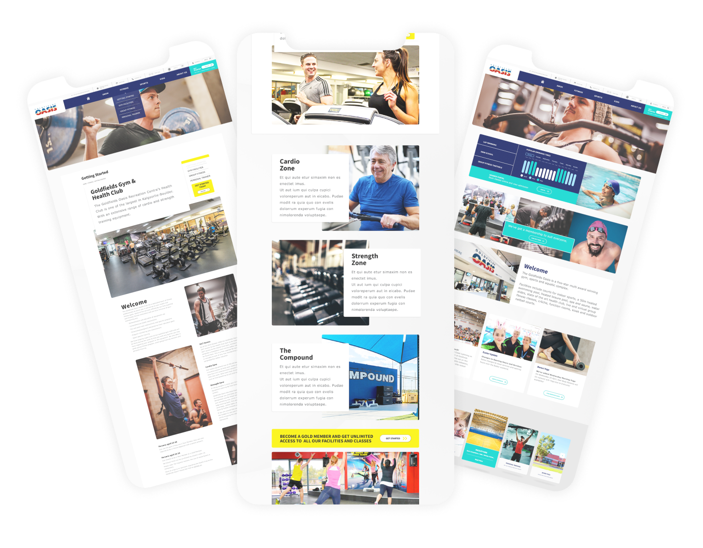 A design featuring the webpage of Westfield Oasis and their various services.