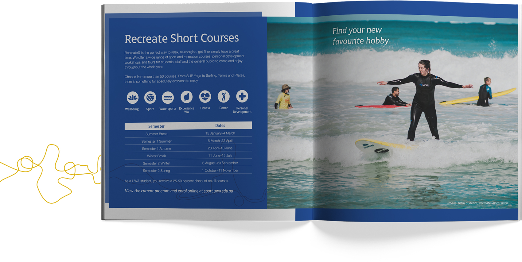 A brochure featuring short swimming courses and their information.