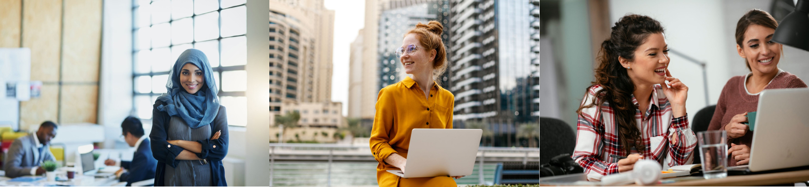 An image of women talking and laughing together.