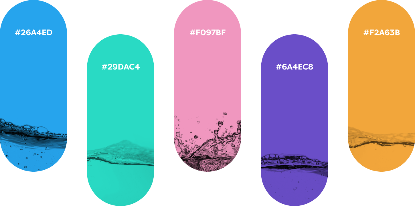 An image about different color palettes with color codes.