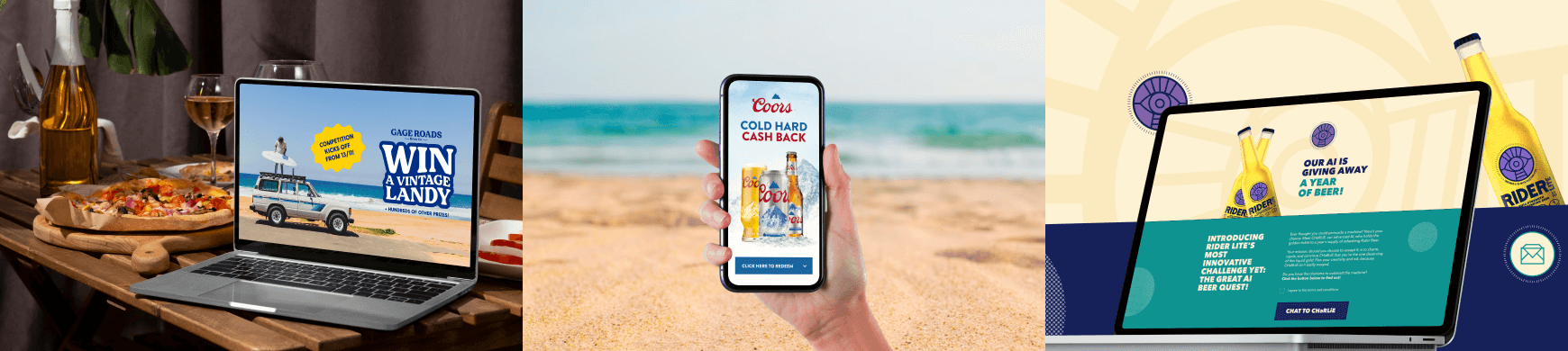 An infographic showing images about Gage Roads promos/ads.