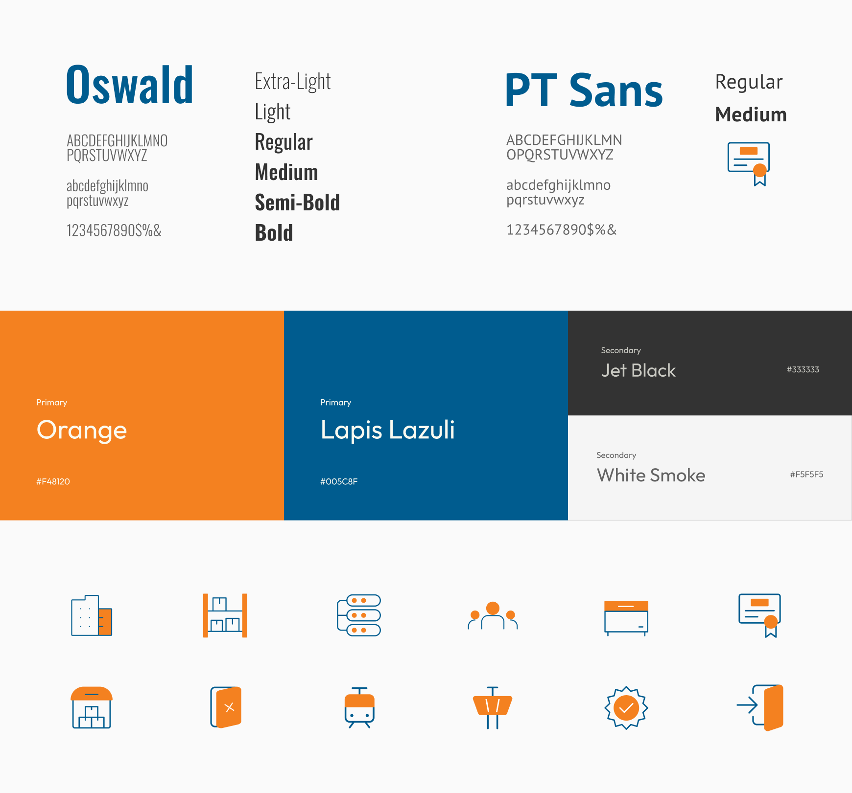 An image showing different font styles, color palette, and color codes.