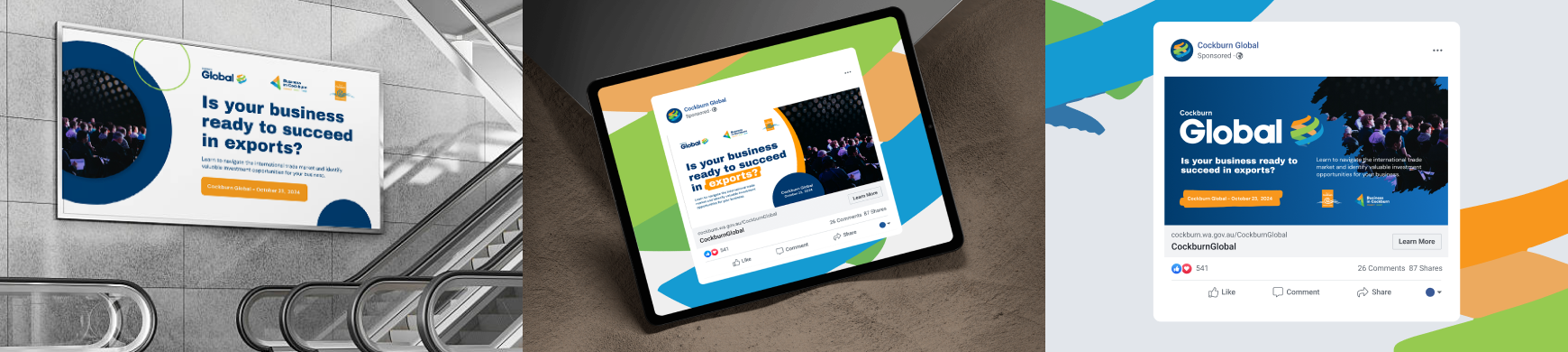 A colage photo of Cockburn Global ads.