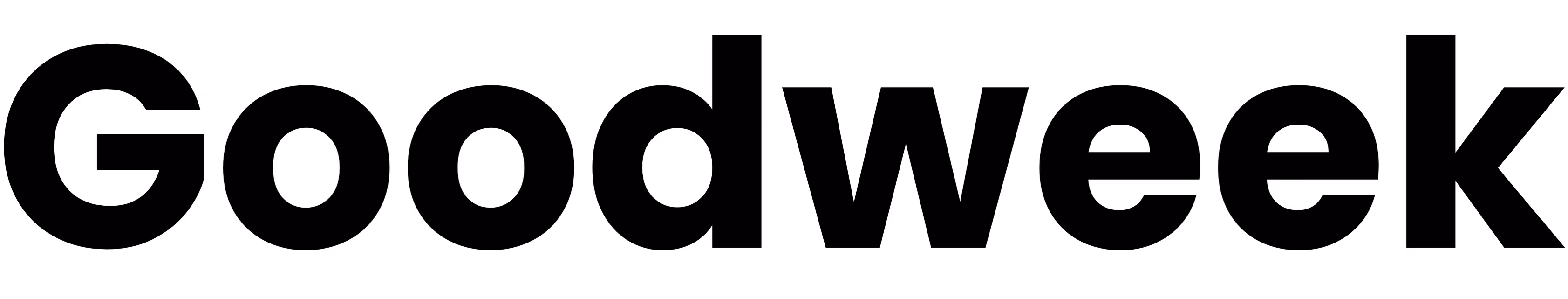 Logo Goodweek en mode blanc avec texte horizontal.