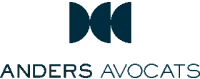 Logo abstrait symétrique au-dessus du texte 'ANDERS AVOCATS'.