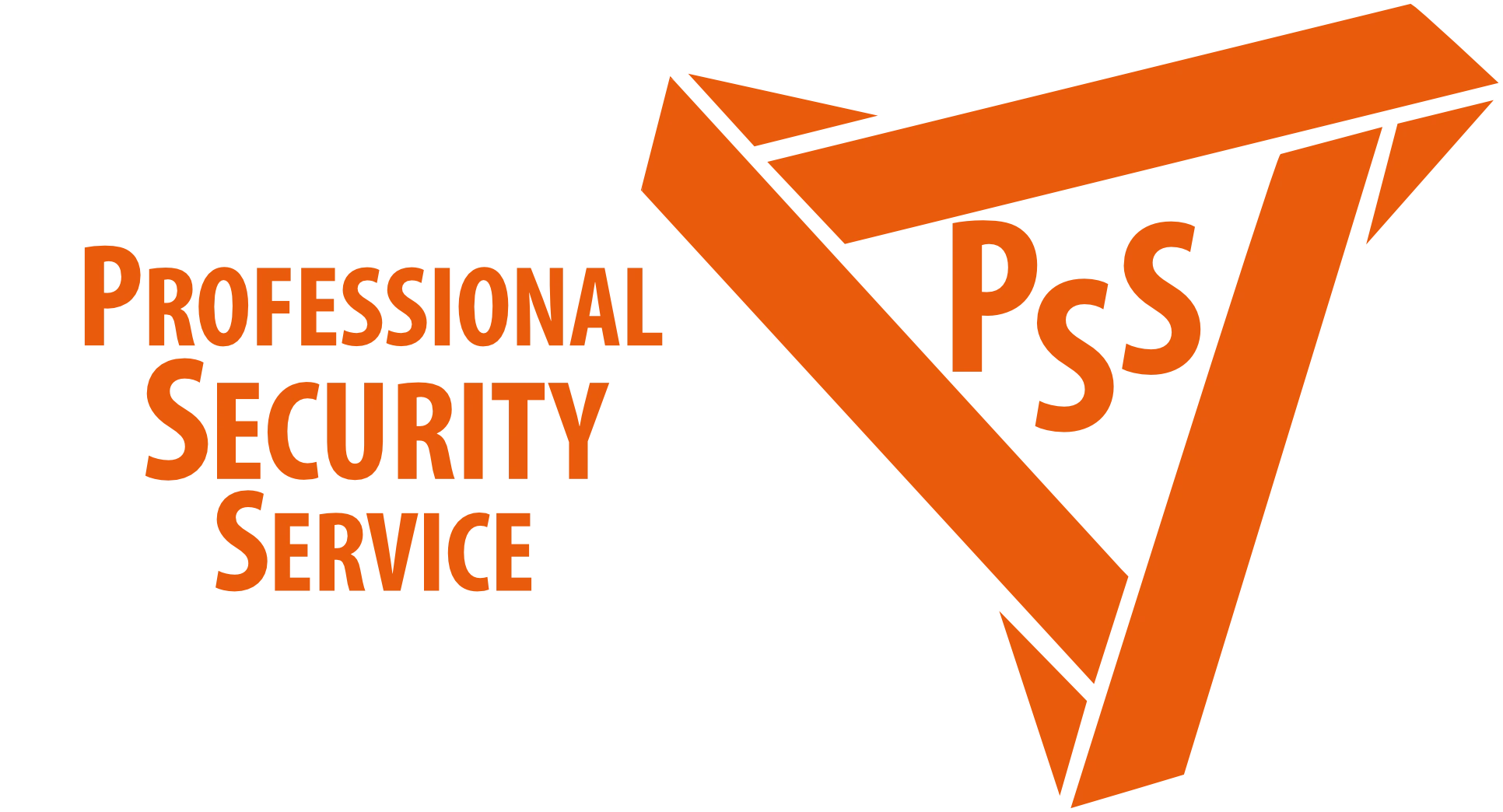 Orange triangular logo with the letters PSS inside and the words Professional Security Service to the left.