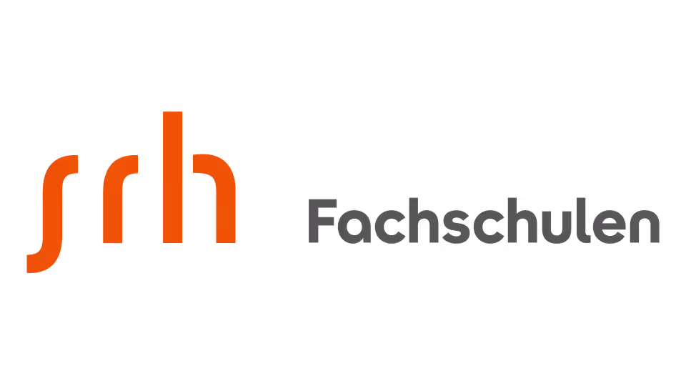 Logo der SRH Fachschulen mit Schriftzug in Orange und Schwarz.