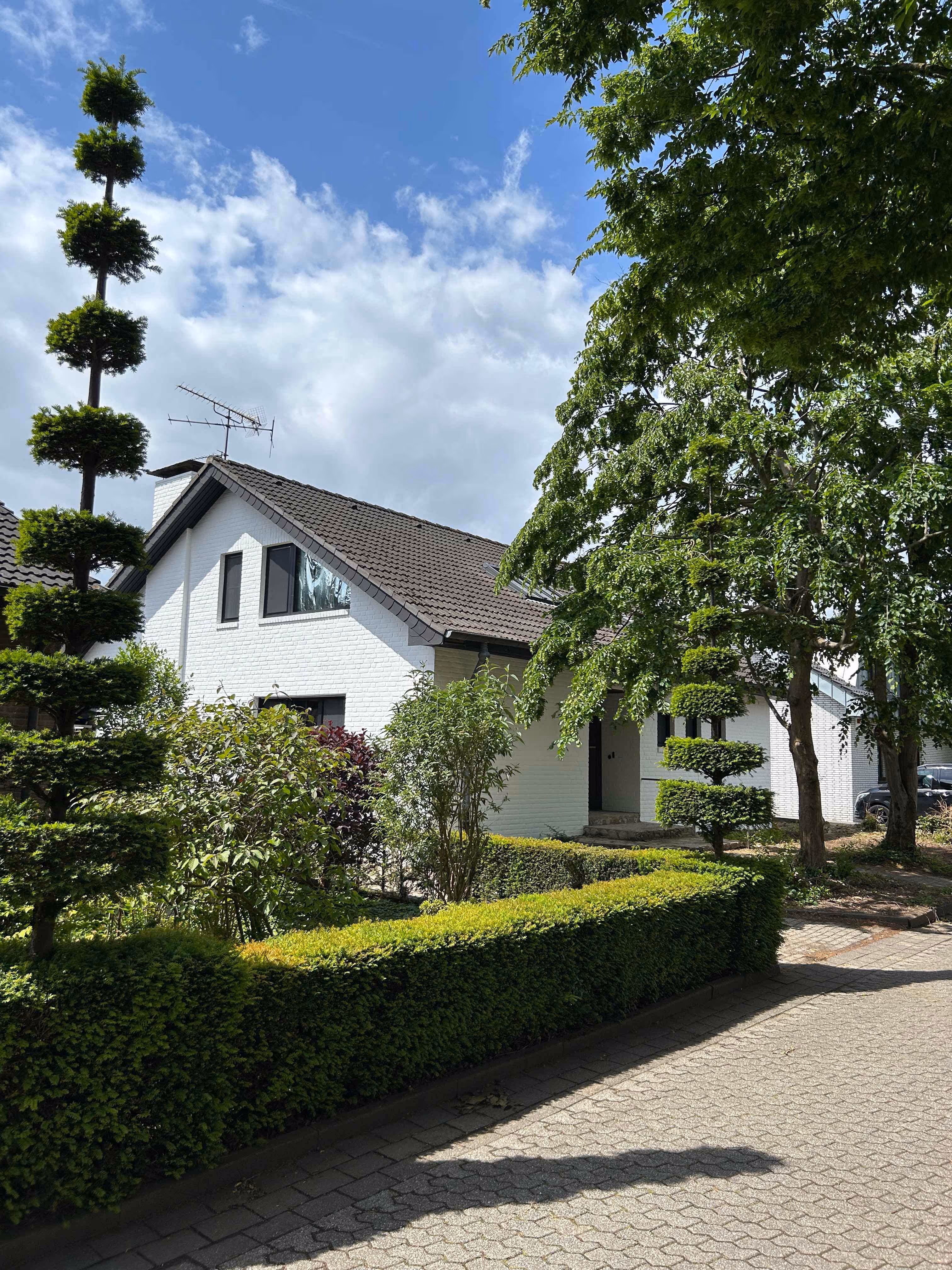 Frisch gestrichene, gepflegte Fassade in hellem Ton