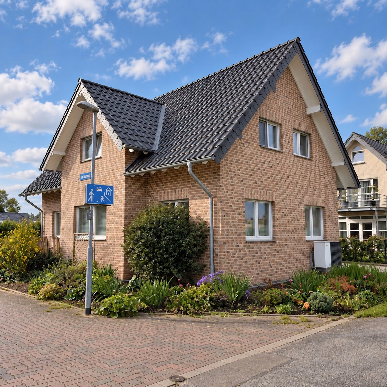 Klinkerhaus in Goch-Hommersum mit &uuml;berarbeiteten Dachuntersichten an den Giebeln