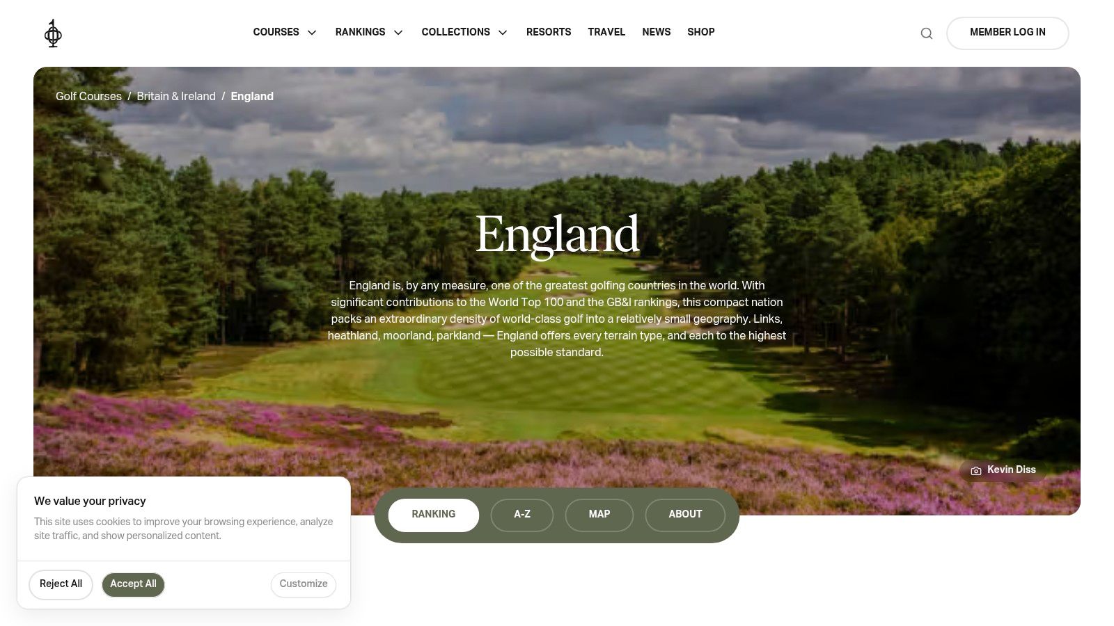 Top100GolfCourses - England Ranking (with Map)