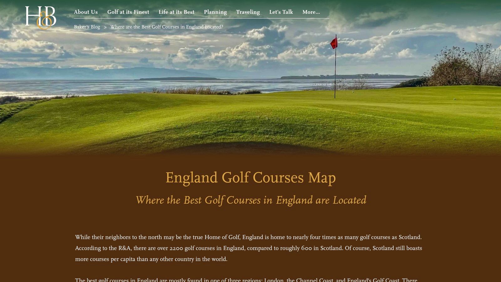 Haversham & Baker - England Golf Courses Map