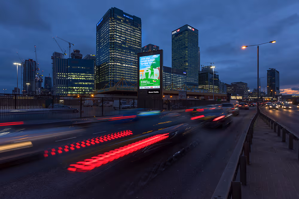 Storm site at night showing Great British Spring Clean advert