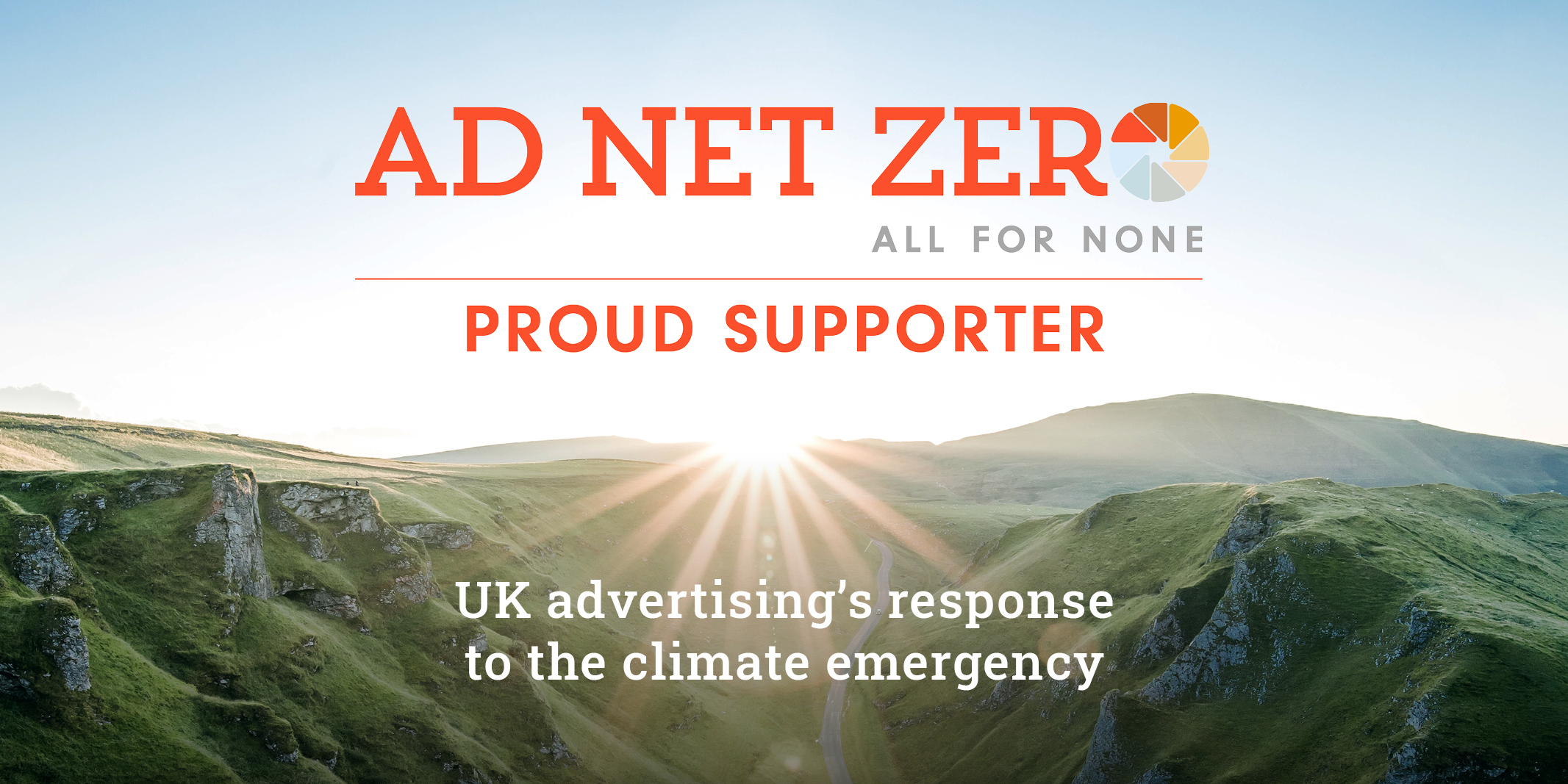 AD Net zero social card that says all for none proud supporter, UK is advertising's response to climate emergency