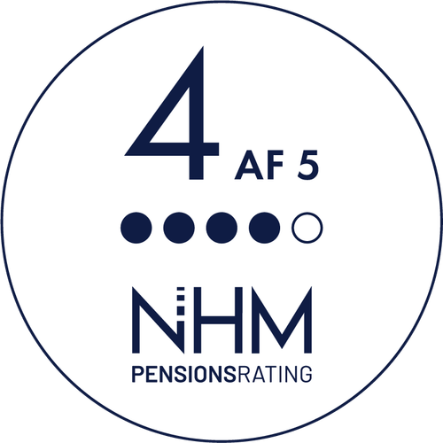 NHM Pensionsrating ratingbadge — eksempel: 4 af 5