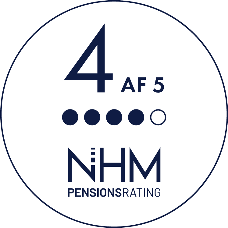 NHM Pensionsrating ratingbadge — eksempel: 4 af 5