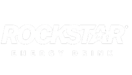 Rockstar Energy Drink logo in white text with a star symbol.
