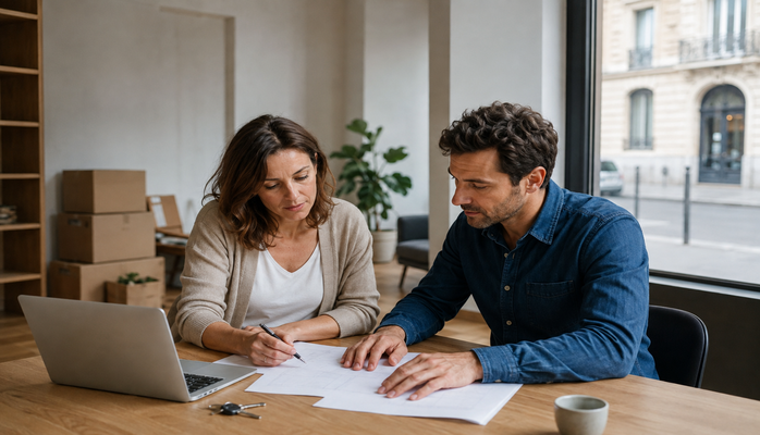 Deux entrepreneurs préparent l’ouverture de leur agence immobilière dans un nouveau local