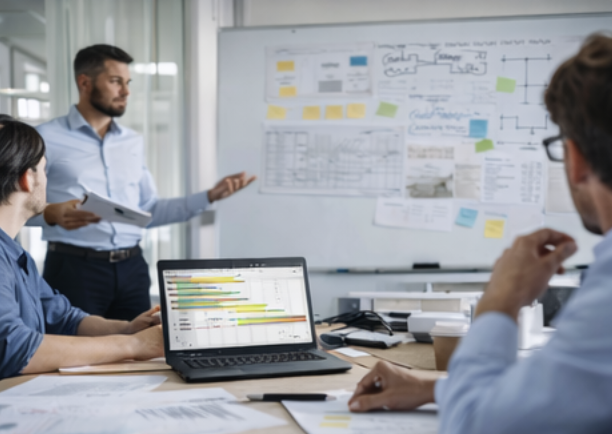 [background image] image of founder at work (for an interior design firm)