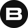 Company logo with a bold white capital letter B on a black background.